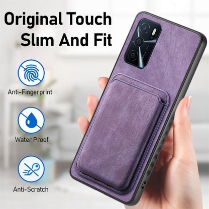 For OPPO A16 Retro Leather Card Bag Magnetic Phone Case(Purple) by buy2fix
