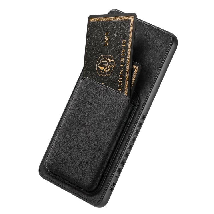 For OPPO Reno6 5G Retro Leather Card Bag Magnetic Phone Case(Black) by buy2fix