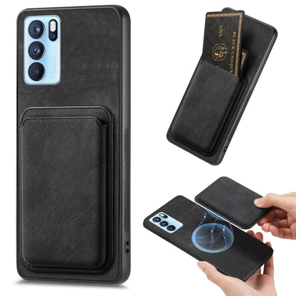 For OPPO Reno6 Pro 5G Retro Leather Card Bag Magnetic Phone Case(Black) by buy2fix