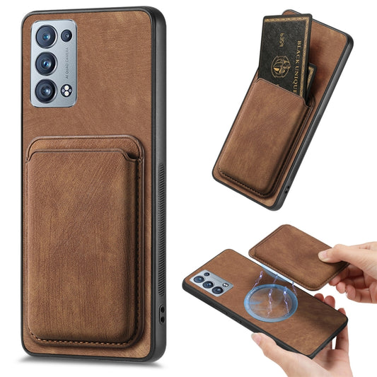 For OPPO Reno6 Pro+ Retro Leather Card Bag Magnetic Phone Case(Brown) by buy2fix