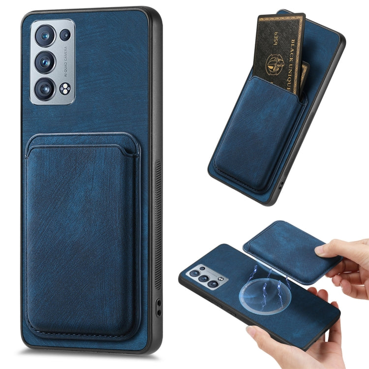 For OPPO Reno6 Pro+ Retro Leather Card Bag Magnetic Phone Case(Blue) by buy2fix