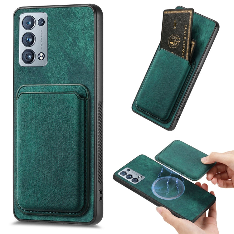 For OPPO Reno6 Pro+ Retro Leather Card Bag Magnetic Phone Case(Green) by buy2fix