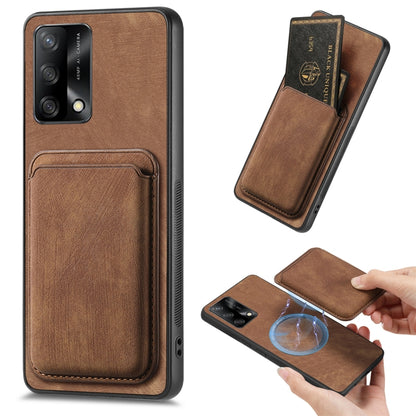 For OPPO F19 Retro Leather Card Bag Magnetic Phone Case(Brown) by buy2fix
