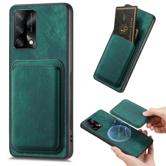 For OPPO F19 Retro Leather Card Bag Magnetic Phone Case(Green) by buy2fix