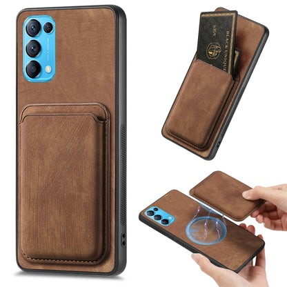 For OPPO Reno5 5G Retro Leather Card Bag Magnetic Phone Case(Brown) by buy2fix