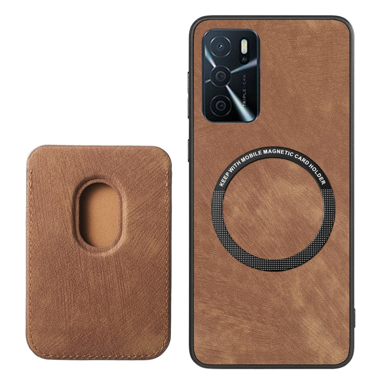 For OPPO Reno5 5G Retro Leather Card Bag Magnetic Phone Case(Brown) by buy2fix