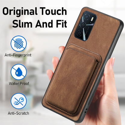 For OPPO Reno5 5G Retro Leather Card Bag Magnetic Phone Case(Brown) by buy2fix
