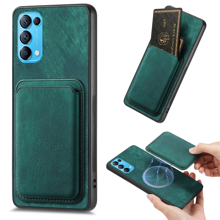 For OPPO Reno5 5G Retro Leather Card Bag Magnetic Phone Case(Green) by buy2fix