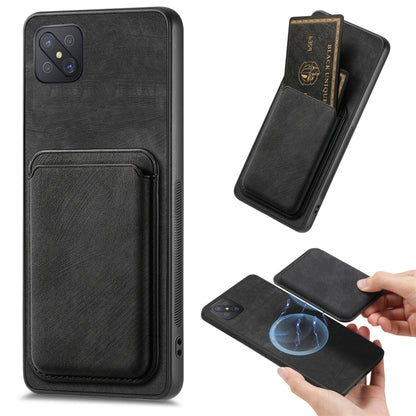 For OPPO A92S Retro Leather Card Bag Magnetic Phone Case(Black) by buy2fix