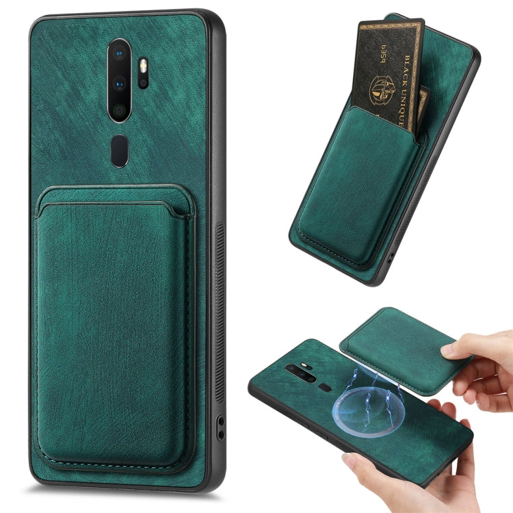 For OPPO A5 Retro Leather Card Bag Magnetic Phone Case(Green) by buy2fix
