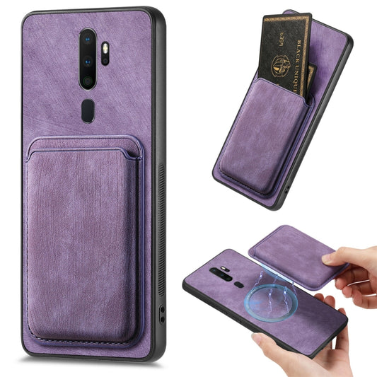 For OPPO A5 Retro Leather Card Bag Magnetic Phone Case(Purple) by buy2fix