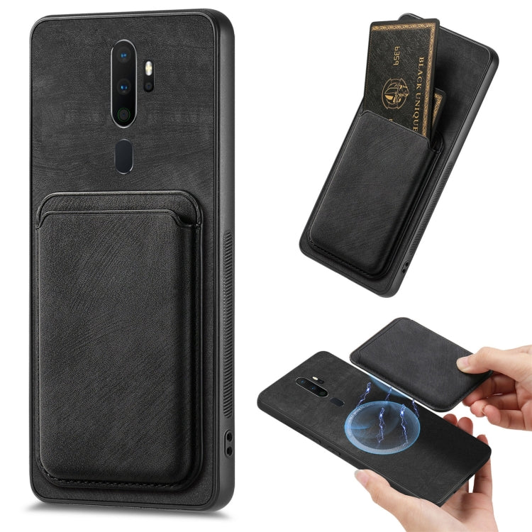 For OPPO A5 Retro Leather Card Bag Magnetic Phone Case(Black) by buy2fix