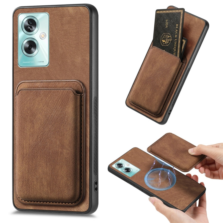 For OPPO A79 5G Retro Leather Card Bag Magnetic Phone Case(Brown) by buy2fix