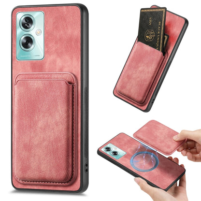 For OPPO A79 5G Retro Leather Card Bag Magnetic Phone Case(Pink) by buy2fix