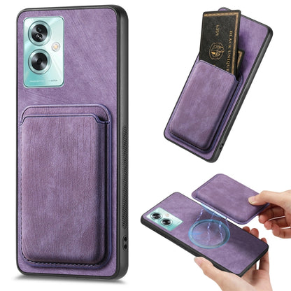 For OPPO A79 5G Retro Leather Card Bag Magnetic Phone Case(Purple) by buy2fix