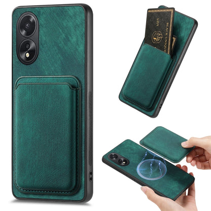 For OPPO A38 4G / A18 4G Retro Leather Card Bag Magnetic Phone Case(Green) by buy2fix
