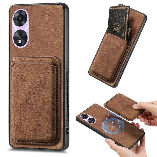 For OPPO A78 5G / A58 5G Retro Leather Card Bag Magnetic Phone Case(Brown)