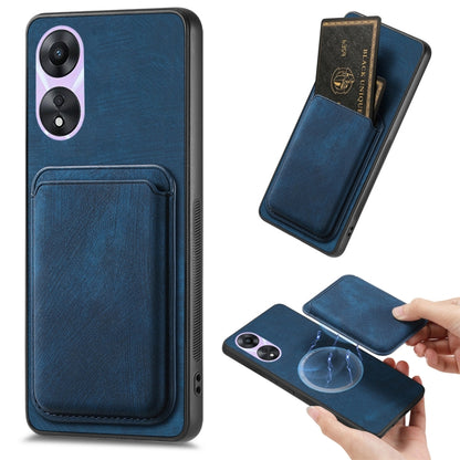 For OPPO A78 5G / A58 5G Retro Leather Card Bag Magnetic Phone Case(Blue) by buy2fix