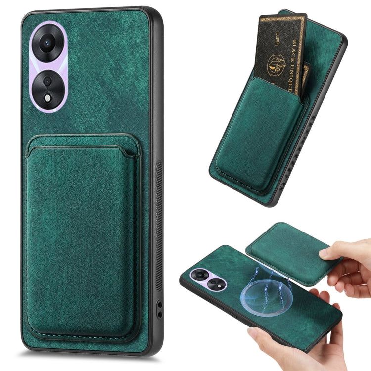 For OPPO A78 5G / A58 5G Retro Leather Card Bag Magnetic Phone Case(Green) by buy2fix