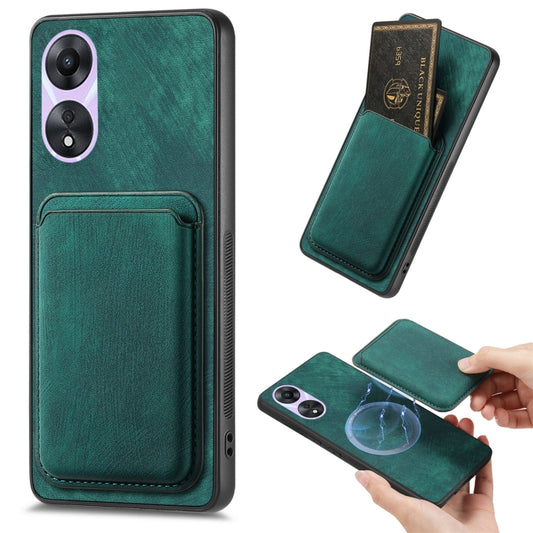 For OPPO A78 5G / A58 5G Retro Leather Card Bag Magnetic Phone Case(Green) by buy2fix
