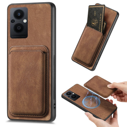 For OPPO Reno7 Z 5G/F21 Pro 5G Retro Leather Card Bag Magnetic Phone Case(Brown) by buy2fix