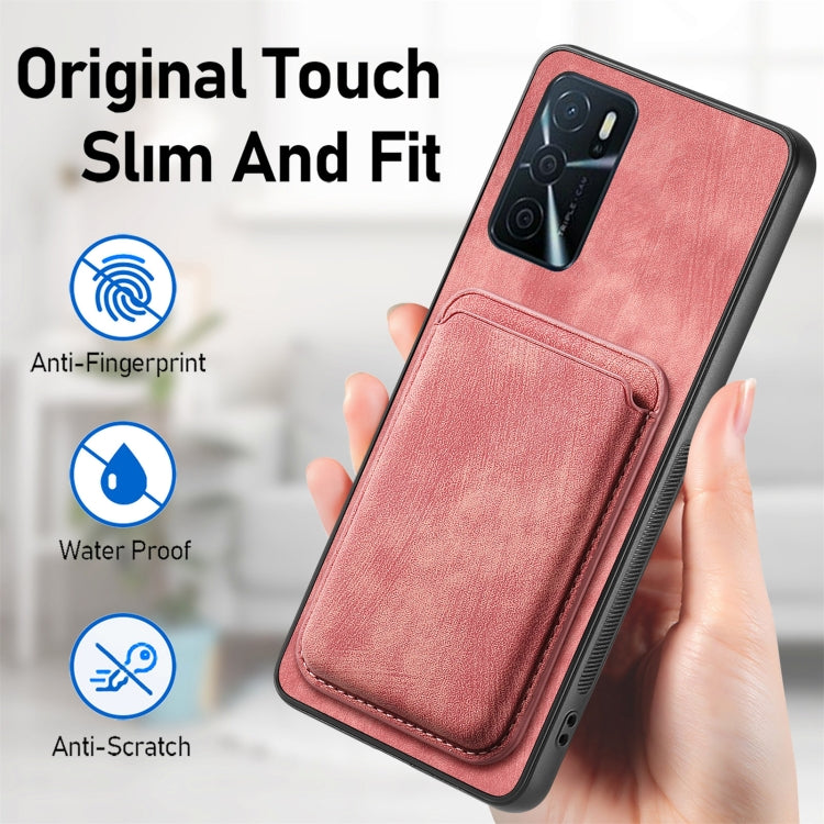 For OPPO Reno7 Z 5G/F21 Pro 5G Retro Leather Card Bag Magnetic Phone Case(Pink) by buy2fix