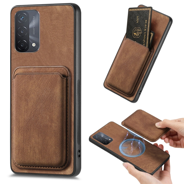For OPPO A93 5G/A74 5G/A54 5G Retro Leather Card Bag Magnetic Phone Case(Brown) by buy2fix