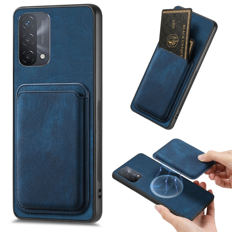 For OPPO A93 5G/A74 5G/A54 5G Retro Leather Card Bag Magnetic Phone Case(Blue) by buy2fix