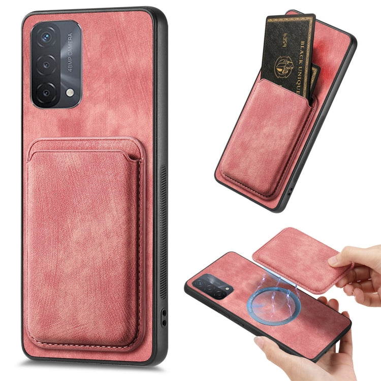 For OPPO A93 5G/A74 5G/A54 5G Retro Leather Card Bag Magnetic Phone Case(Pink) by buy2fix