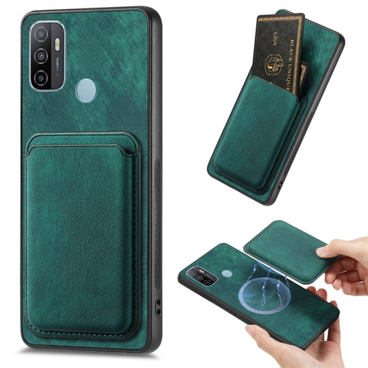 For OPPO A53 / A53S Retro Leather Card Bag Magnetic Phone Case(Green) by buy2fix