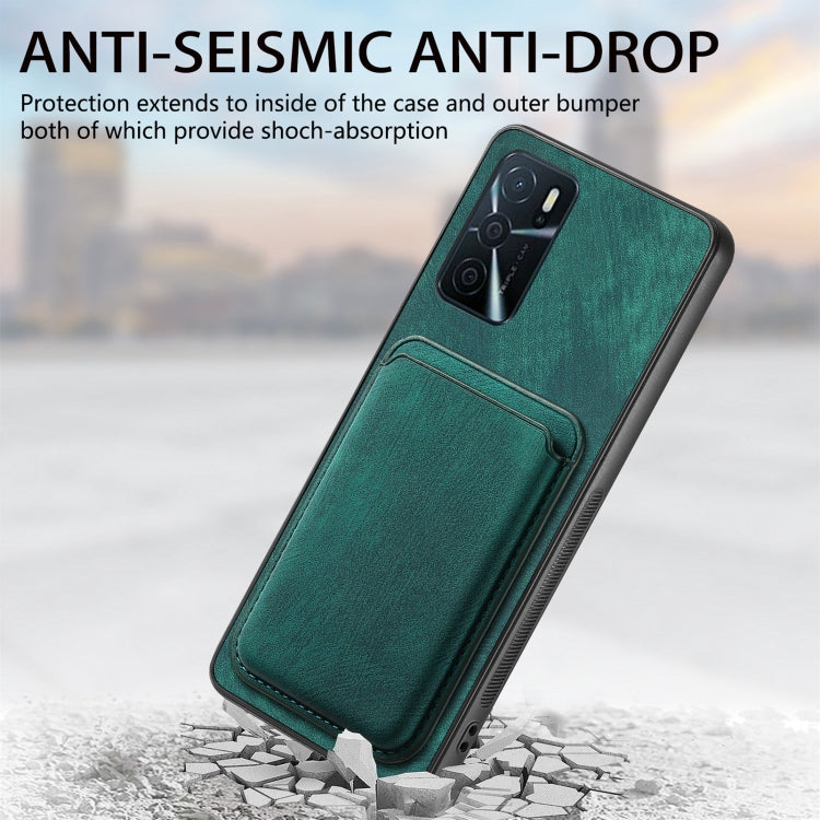 For OPPO A53 / A53S Retro Leather Card Bag Magnetic Phone Case(Green) by buy2fix