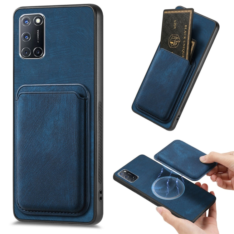For OPPO A52 / A72/ A92 Retro Leather Card Bag Magnetic Phone Case(Blue) by buy2fix