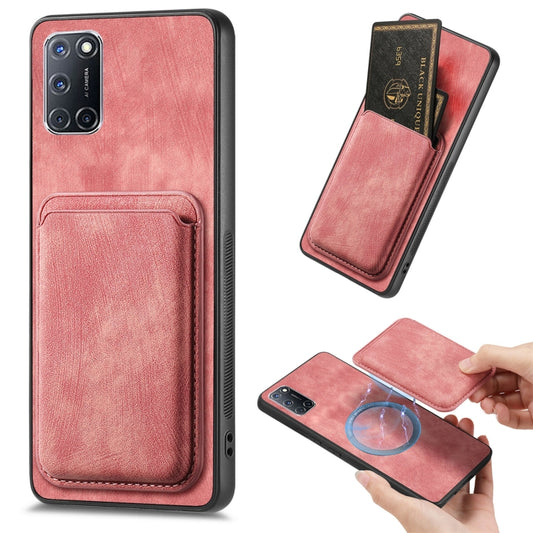 For OPPO A52 / A72/ A92 Retro Leather Card Bag Magnetic Phone Case(Pink) by buy2fix