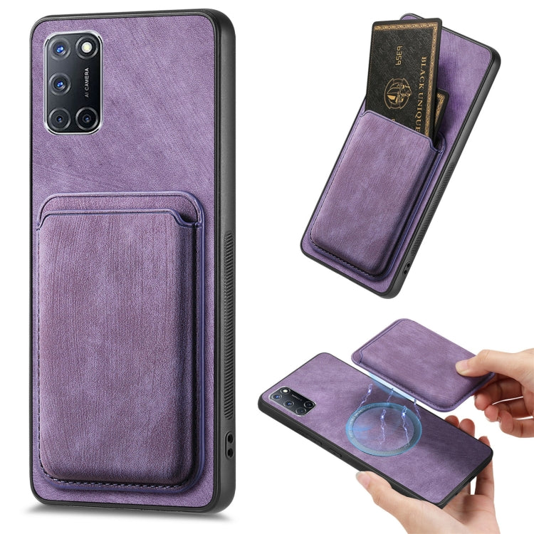 For OPPO A52 / A72/ A92 Retro Leather Card Bag Magnetic Phone Case(Purple) by buy2fix