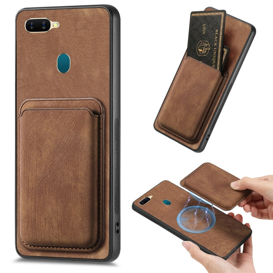 For OPPO A7/A12 Retro Leather Card Bag Magnetic Phone Case(Brown) by buy2fix