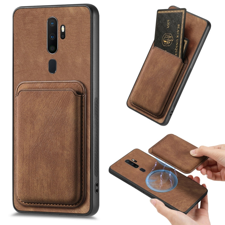 For OPPO A9 2020 / A5 2020 Retro Leather Card Bag Magnetic Phone Case(Brown) by buy2fix