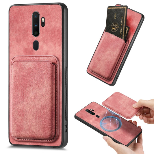 For OPPO A9 2020 / A5 2020 Retro Leather Card Bag Magnetic Phone Case(Pink) by buy2fix