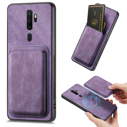 For OPPO A9 2020 / A5 2020 Retro Leather Card Bag Magnetic Phone Case(Purple) by buy2fix