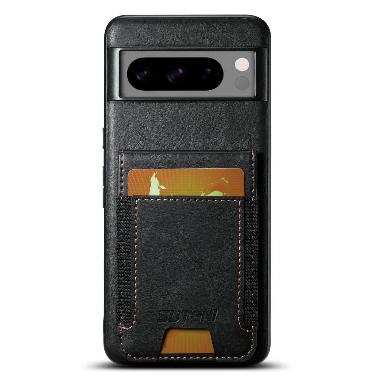 For Google Pixel 10 Pro Suteni H03 Oil Wax Leather Wallet Stand Back Phone Case(Black) - Google Cases by Suteni | Online Shopping UK | buy2fix