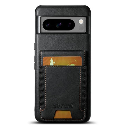 For Google Pixel 10 Pro Suteni H03 Oil Wax Leather Wallet Stand Back Phone Case(Black) - Google Cases by Suteni | Online Shopping UK | buy2fix
