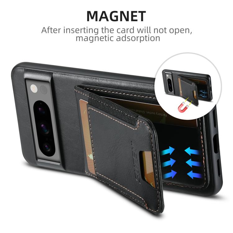 For Google Pixel 10 Pro Suteni H03 Oil Wax Leather Wallet Stand Back Phone Case(Black) - Google Cases by Suteni | Online Shopping UK | buy2fix