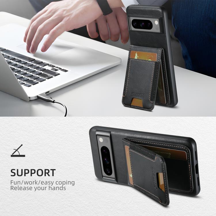 For Google Pixel 10 Pro Suteni H03 Oil Wax Leather Wallet Stand Back Phone Case(Black) - Google Cases by Suteni | Online Shopping UK | buy2fix