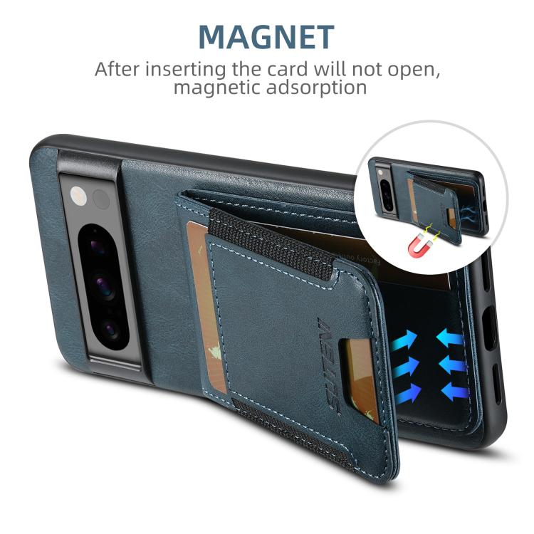 For Google Pixel 10 Pro Suteni H03 Oil Wax Leather Wallet Stand Back Phone Case(Blue) - Google Cases by Suteni | Online Shopping UK | buy2fix