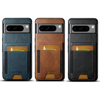 For Google Pixel 10 Pro Suteni H03 Oil Wax Leather Wallet Stand Back Phone Case(Black) - Google Cases by Suteni | Online Shopping UK | buy2fix