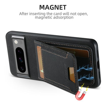 For Google Pixel 10 Pro Suteni H03 Litchi Leather Card Bag Stand Back Phone Case(Black) - Google Cases by Suteni | Online Shopping UK | buy2fix