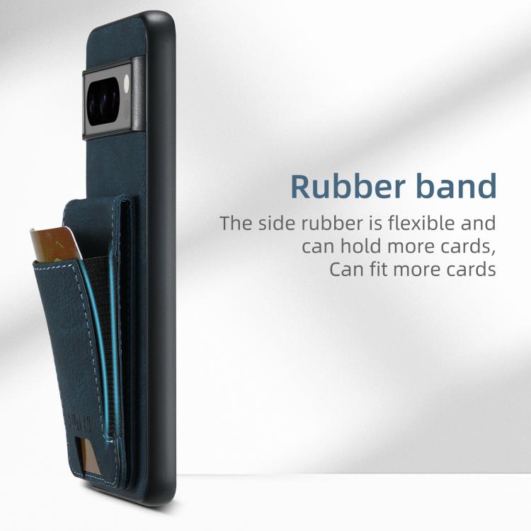 For Google Pixel 10 Pro Suteni H03 Litchi Leather Card Bag Stand Back Phone Case(Blue) - Google Cases by Suteni | Online Shopping UK | buy2fix