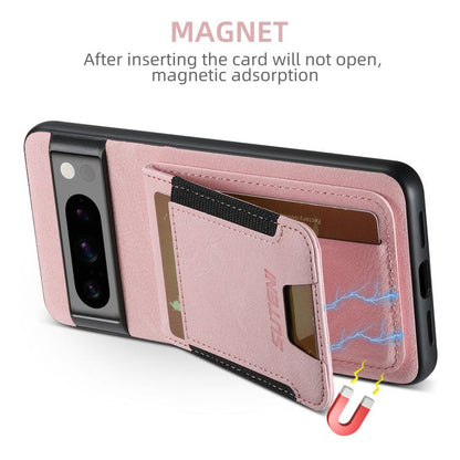 For Google Pixel 10 Pro Suteni H03 Litchi Leather Card Bag Stand Back Phone Case(Pink) - Google Cases by Suteni | Online Shopping UK | buy2fix