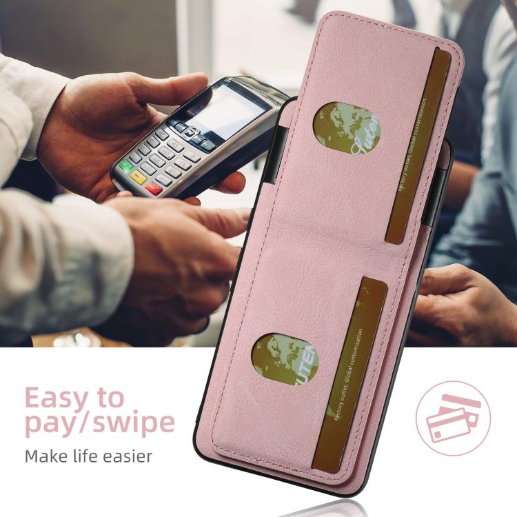 For Google Pixel 10 Pro XL Suteni H03 Litchi Leather Card Bag Stand Back Phone Case(Pink) - Google Cases by Suteni | Online Shopping UK | buy2fix