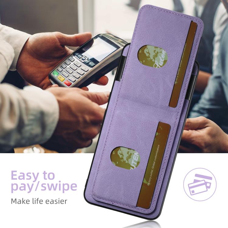 For Google Pixel 10 Pro XL Suteni H03 Litchi Leather Card Bag Stand Back Phone Case(Purple) - Google Cases by Suteni | Online Shopping UK | buy2fix