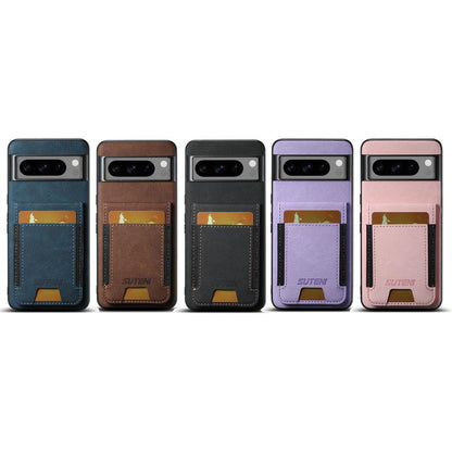 For Google Pixel 10 Pro Suteni H03 Litchi Leather Card Bag Stand Back Phone Case(Pink) - Google Cases by Suteni | Online Shopping UK | buy2fix